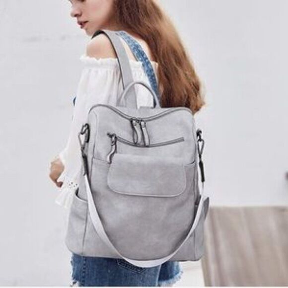 New Convertible Leather Backpack PU Leather Bag Multipurpose Bag - Picture 5 of 8